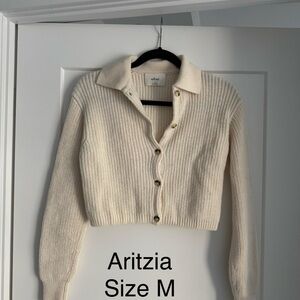 Aritzia Beige Button-Up Cardigan